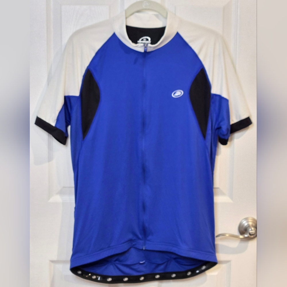 Blue and White Men's Cycling Jersey